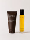 Duo Exfoliation & Éclat Alaena composé d'un gommage corps aux AHA de fruits et d'une huile nourrissante multi-usages